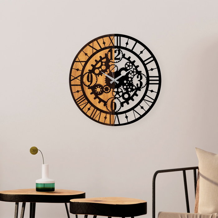 Wallity Reloj de Pared Decorativo de Madera Nogal y Negro Wallity Reloj de Pared Decorativo de Madera Nogal y Negro